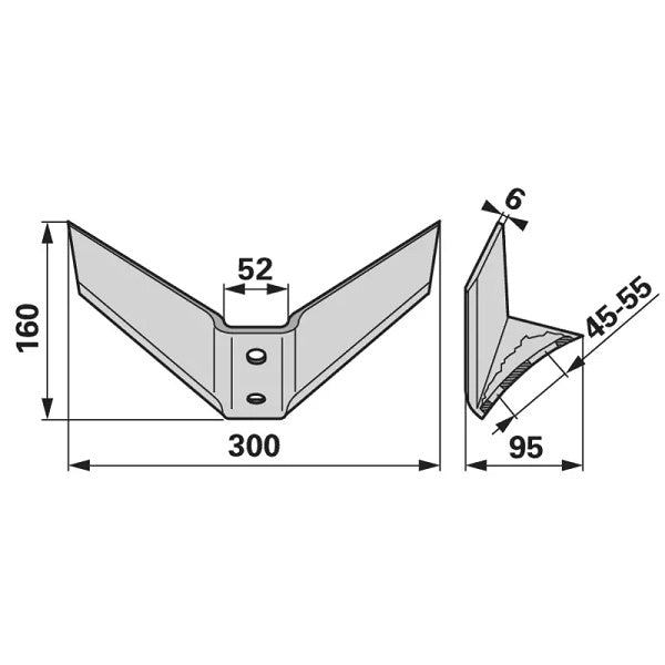 Flügelschar - Arbeitsbreite 300 mm – Grubber Flügel Ersatzteil