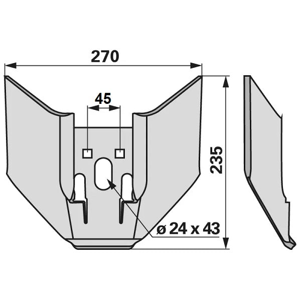 Flügelschar - komplett - Arbeitsbreite 270 mm – Grubber Ersatzteil