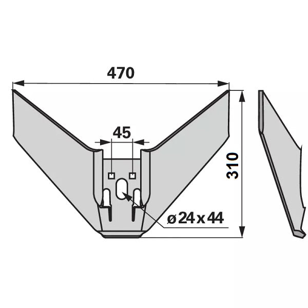 Flügelschar - komplett - Arbeitsbreite 470 mm – Grubber Flügel Ersatzteil
