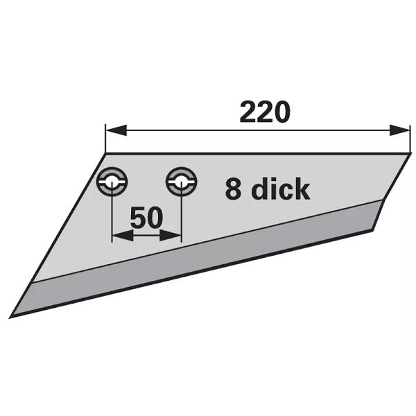 Flügelschar - links - Arbeitsbreite 220 mm – Grubber Flügel Ersatzteil