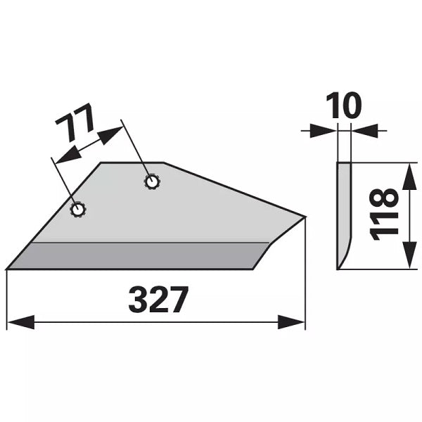 Flügelschar - links - Arbeitsbreite 327 mm – Grubber Flügel Ersatzteil