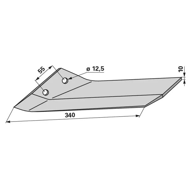 Flügelschar - links - Arbeitsbreite 340 mm – Grubber Flügel Ersatzteil