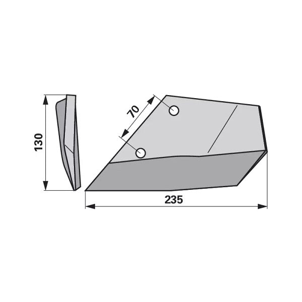 Flügelschar - links, gekröpft - Arbeitsbreite 235 mm – Grubber Flügel Ersatzteil