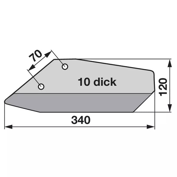 Flügelschar - links, gerade - Arbeitsbreite 340 mm - Variante 1 – Grubber Flügel Ersatzteil