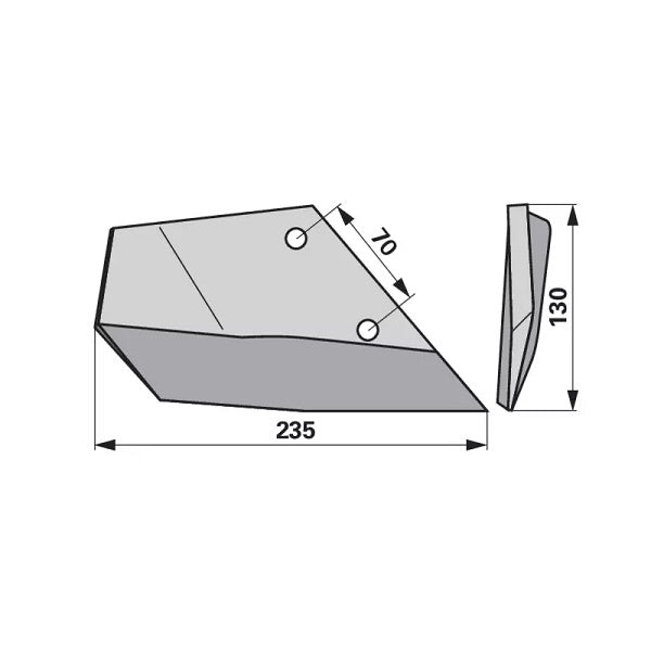 Flügelschar - rechts, gekröpft - Arbeitsbreite 235 mm – Grubber Flügel Ersatzteil