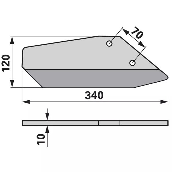 Flügelschar - rechts, gerade - Arbeitsbreite 340 mm - Variante 1 – Bodenbearbeitung Ersatzteil