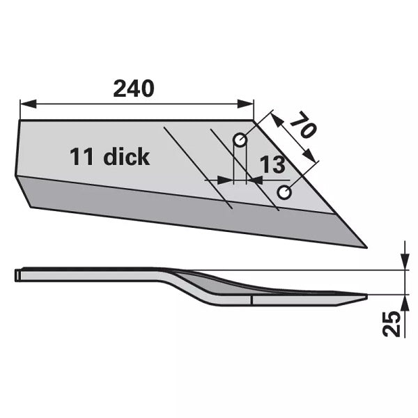 Flügelschar 337 4424C beschichtet - rechts, gekröpft – Grubber Schare Ersatzteil