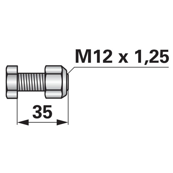 Frässchrauben M12 x 1,25 x 35 mm, Güte 12.9, mit Sicherungsmutter, 10 Stück – Frässchrauben Ersatzteil