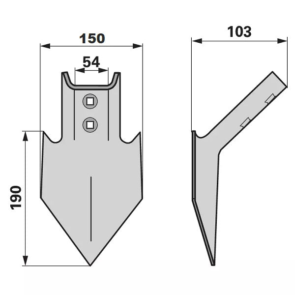 Gänsefußschar - Arbeitsbreite 150 mm - Winkel 50 Grad – Grubber Gänsefuß Ersatzteil