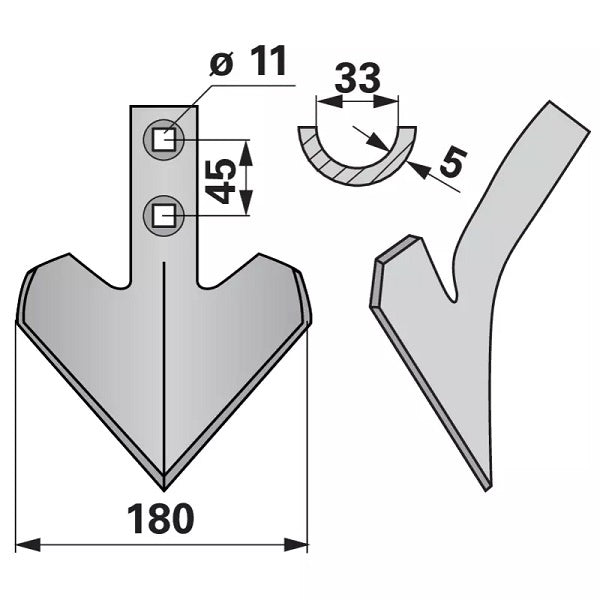 Gänsefußschar - Arbeitsbreite 180 mm - Variante 1 – Grubber Gänsefuß Ersatzteil