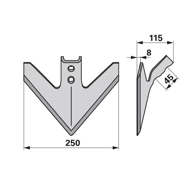 Gänsefußschar - Arbeitsbreite 250 mm - Variante 1 – Grubber Gänsefuß Ersatzteil