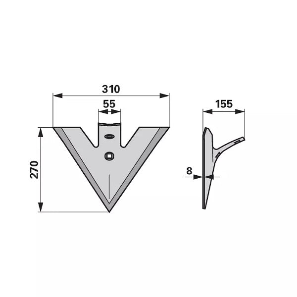 Gänsefußschar - Arbeitsbreite 310 mm - Variante 1 – Grubber Gänsefuß Ersatzteil