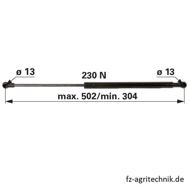 Gasdruckfeder 04357779 für Frontscheiben zu Deutz - Kugelpfannendurchmesser: 13 mm