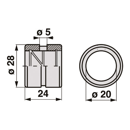 Gaspardo Büchse Dm 28/ 20 x 24 mm 211.200.48 – Buchsen Ersatzteil