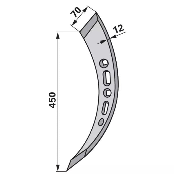 Gedrehter Vorschar - links - Arbeitsbreite 70 mm – Grubber Schare Ersatzteil