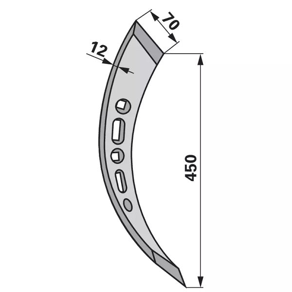 Gedrehter Vorschar - rechts - Arbeitsbreite 70 mm – Grubber Schare Ersatzteil
