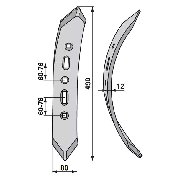Gedrehter Vorschar - rechts - Arbeitsbreite 80 mm – Vorschäler Ersatzteil