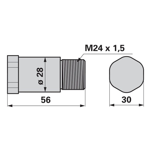 Gewindebolzen für Scharnier, M24 x 56 mm anstelle von Pöttinger 119.004 – Kreiselheuer Ersatzteil