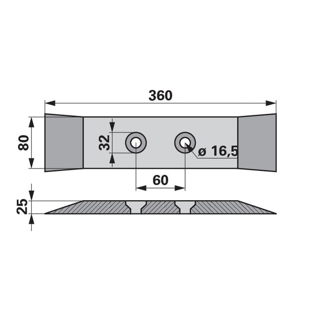 Grubberschar - Arbeitsbreite 80 mm – Grubber Schare Ersatzteil