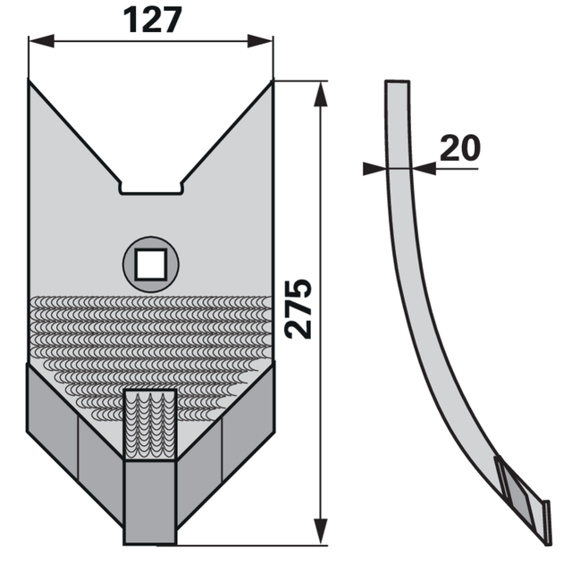 Grubberschar - Hartmetall - Arbeitsbreite 127,5 mm – Grubber Schare Ersatzteil