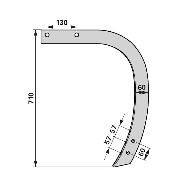 Grubberstiel - 60x25 mm - Länge 710 mm – Grubber Stiele Ersatzteil