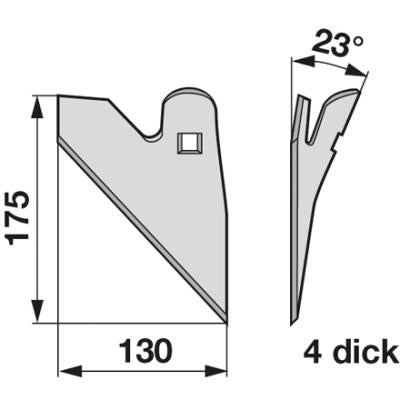 Halbschar rechts 23 Grad, 130mm zu Hatzenbichler – Grubber Schare Ersatzteil