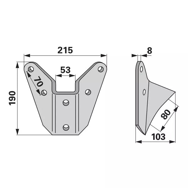 Halteplatte - Synkro, neue Ausführung - Lochabstand 70 - 80 mm – Grubber Halter Ersatzteil