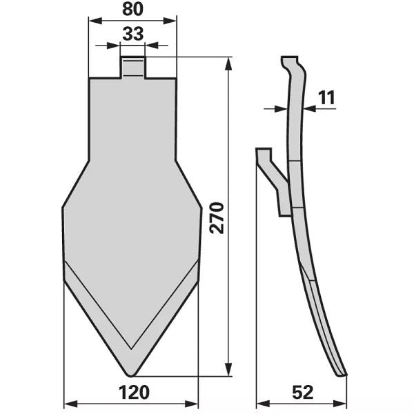 Herzspitze - Arbeitsbreite 120 mm – Spitzen Ersatzteil