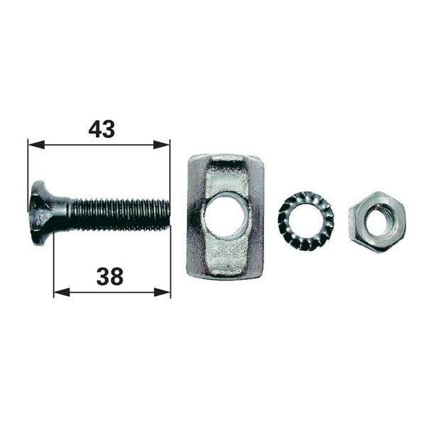 Kettenschraubengarnitur M10 x 43 mm, mit Klemmstück und Mutter, 10 Stück – Landtechnik Ersatzteil
