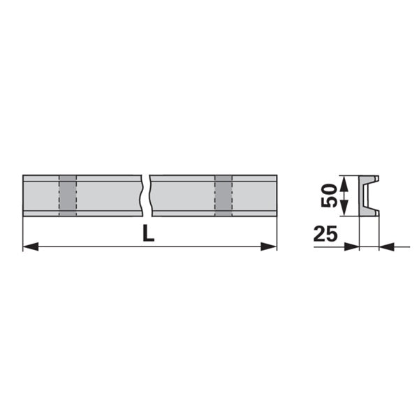 Kratzbodenleiste U-Profil 70MT4098, 50 x 25 mm, ungelocht, L 1.670 mm zu Heywang – Kratzboden Ersatzteil