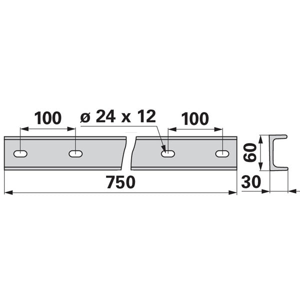 Kratzbodenleiste U-Profil 9480041, 60 x 30 mm, gelocht, L 750 mm zu Bergmann – Kratzboden Ersatzteil