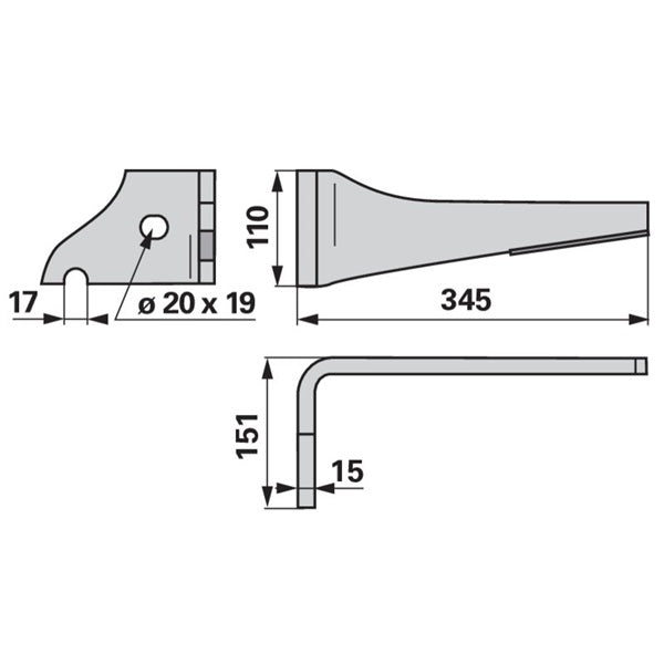 Kreiseleggenzinke links Hartmetall zu Vogel & Noot KZ400006D – Kreiselegge Ersatzteil