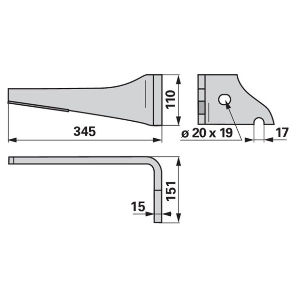 Kreiseleggenzinke rechts Hartmetall zu Vogel & Noot KZ400005D – Kreiselegge Ersatzteil