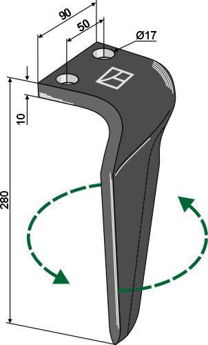 Kreiseleggenzinken 280mm links zu Sovema