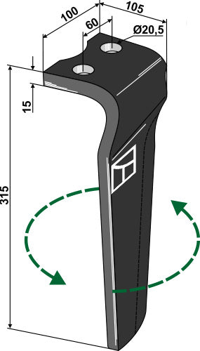 Kreiseleggenzinken 315mm links 73000185599V zu Kongskilde