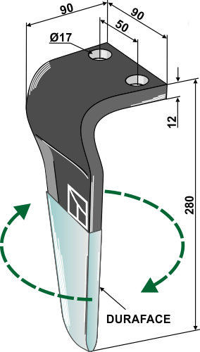 Kreiseleggenzinken (DURAFACE) 280mm rechts zu Tortella