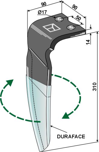 Kreiseleggenzinken (DURAFACE) 310mm rechts 931010030 zu Vigolo
