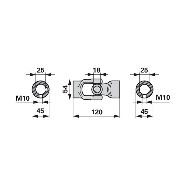 Kreuzgelenk L = 120 mm 06230075 zu Deutz-Fahr – Landtechnik Ersatzteil