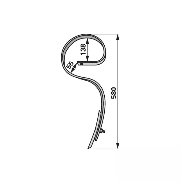 Kultivatorzinke - komplett - Höhe 580 mm – Grubber Zinken Ersatzteil