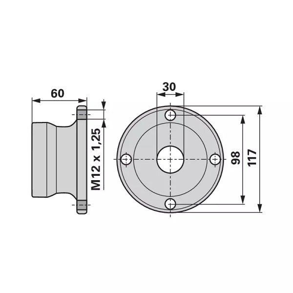 Lagereinheit - Außendurchmesser: 117 mm - Lochkreis: 98 mm – Scheibenegge Lager Ersatzteil