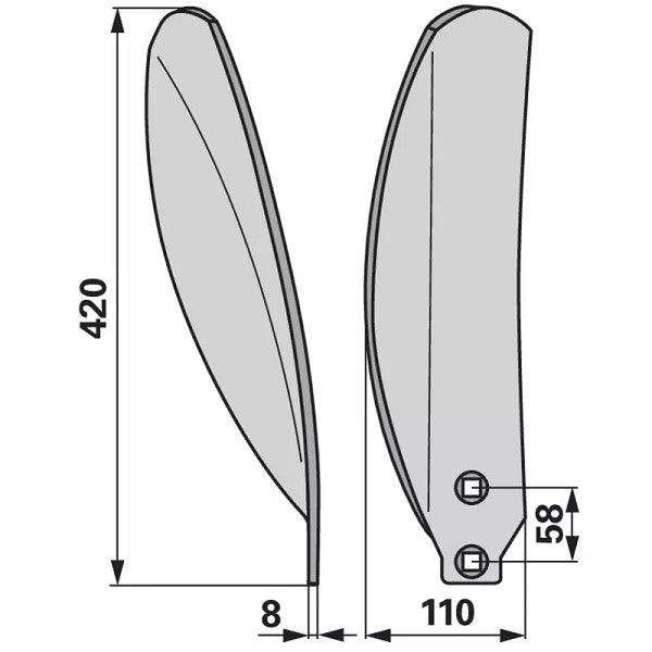 Leitblech - rechts - Länge 420 mm – Bodenbearbeitung Ersatzteil