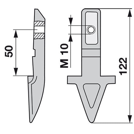 Einzelmulchfinger Mittelschnitt anstelle von Aebi AM26286/1 – Messer für Mulcher Ersatzteil