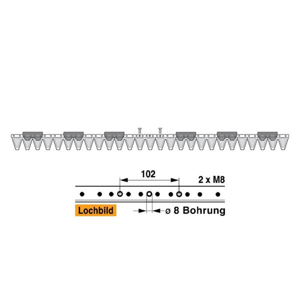 Mähmesser L 137 cm, 27 Klingen, glatt, Aebi 2480720 – Klingen für Balkenmäher Ersatzteil