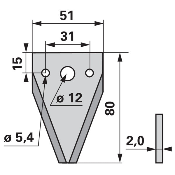 Mähmesserklinge glatt, 3-Loch ESM 3440481 – Klingen für Scheibenmähwerk Ersatzteil