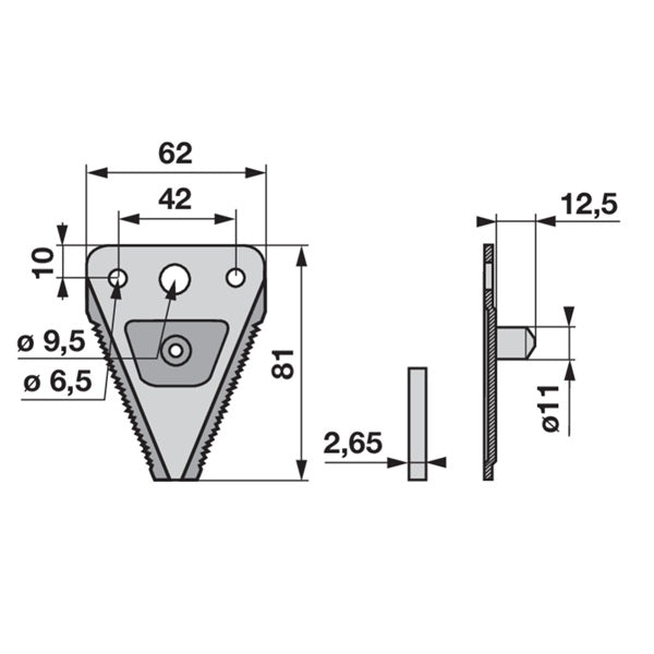 Mähmesserklinge gezahnt, 3-Loch ESM 3440991 – Landtechnik Ersatzteil