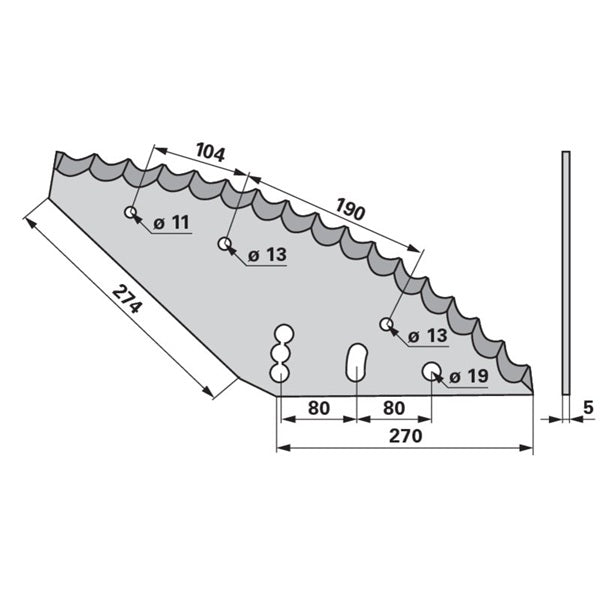 Mischwagenmesser L 270/274 x S 5 mm, alte Ausführung zu Mayer-Siloking 1050030 – Landtechnik Ersatzteil