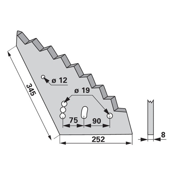 Mischwagenmesser 252 x 345 x 8 mm 1050622 zu Mayer-Siloking – Landtechnik Ersatzteil