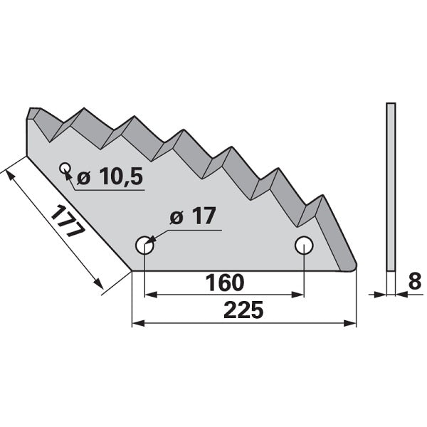 Mischwagenmesser 225 x 177 x 8 mm - 8113800034 zu Stoll – Landtechnik Ersatzteil
