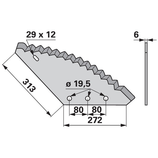 Mischwagenmesser L 272/313 x S 6 mm anstelle von Logifeed & R.H.M. – Ladewagen Ersatzteil
