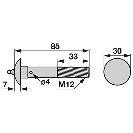 Mörtl Flachrundschraube M12 x 80 mit Schmiernippel – Schrauben Ersatzteil